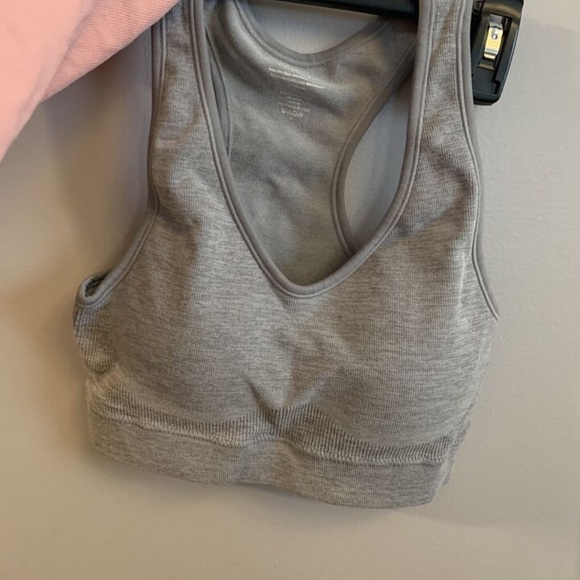 ANYBODY RIB KNIT SEAMLESS COZY LOUNGE BRALETTE SET OF 2 NEW LG ROSE & GREY - Picture 2 of 4